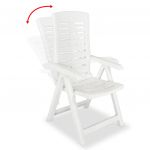Scaune de gradina rabatabile, 4 buc., alb, plastic