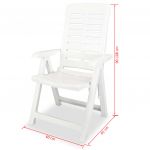 Scaune de gradina rabatabile, 4 buc., alb, plastic