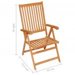 Scaune gradina perne model carouri rosii, 6 buc, lemn masiv tec