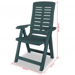 Scaune de gradina rabatabile, 2 buc., verde, plastic