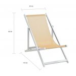 Scaune pliante de plaja, 2 buc., crem, aluminiu si textilena