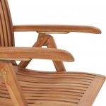 Scaune de gradina cu perne model frunze, 2 buc, lemn masiv tec, maro