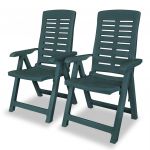 Scaune de gradina rabatabile, 2 buc., verde, plastic