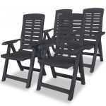 Scaune de gradina rabatabile, 4 buc., antracit, plastic