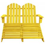 Scaun de gradina Adirondack 2 locuri & otoman galben