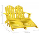 Scaun de gradina Adirondack 2 locuri & otoman galben