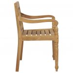 Scaune Batavia perne gri model carouri, 2 buc., lemn masiv tec, multicolor
