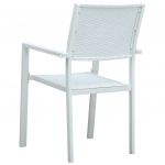 Scaune de gradina, 2 buc., alb, plastic, aspect ratan