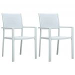 Scaune de gradina, 2 buc., alb, plastic, aspect ratan