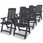 Scaune de gradina rabatabile, 6 buc., antracit, plastic