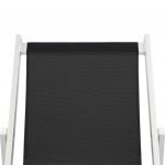 Scaune pliante de plaja, 2 buc., negru, aluminiu si textilena