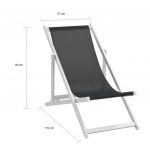 Scaune pliante de plaja, 2 buc., negru, aluminiu si textilena