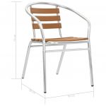 Scaune de gradina stivuibile, 4 buc., argintiu, aluminiu si WPC