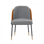 Scaun de luat masa, model alb-negru / piele ecologica camel, KIRNA