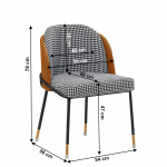 Scaun de luat masa, model alb-negru / piele ecologica camel, KIRNA