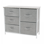 Comoda cu sertare din material textil, gri/alb/gri deschis, ROSITA TYP 3