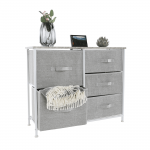 Comoda cu sertare din material textil, gri/alb/gri deschis, ROSITA TYP 3