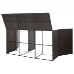 Magazie de pubele tripla, maro, 229 x 78 x 120 cm, poliratan