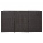 Magazie de pubele tripla, maro, 229 x 78 x 120 cm, poliratan