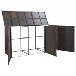 Magazie de pubele tripla, maro, 229 x 78 x 120 cm, poliratan