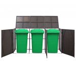 Magazie de pubele tripla, maro, 229 x 78 x 120 cm, poliratan