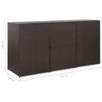Magazie de pubele tripla, maro, 229 x 78 x 120 cm, poliratan