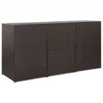 Magazie de pubele tripla, maro, 229 x 78 x 120 cm, poliratan