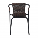 Scaun stivuibil, rachita sintetica maro/metal negru, DOREN