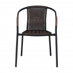 Scaun stivuibil, rachita sintetica maro/metal negru, DOREN