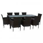 Set de gradina din 9 piese, gri, MENIBOR