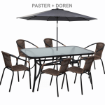 Scaun stivuibil, rachita sintetica maro/metal negru, DOREN