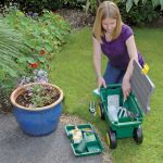 Draper Tools Carucior de unelte gradina si scaun verde 56x27