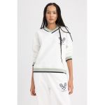 Bluza sport cu decolteu in V si maneci cazute