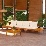 Set mobilier gradina perne alb/crem