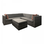 Set de 4 piese din rattan, gri, GARDIANA
