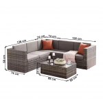 Set de 4 piese din rattan, gri, GARDIANA