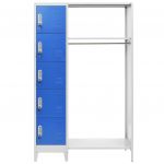 Dulap vestiar cu polita haine albastru & gri 110x45x180cm metal