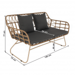 Set de gradina din 4 piese din ratan, natural / gri, TAJRO
