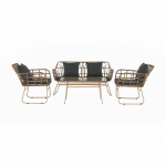 Set de gradina din 4 piese din ratan, natural / gri, TAJRO