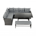 Set de gradina din 3 piese, rattan, gri, AUREK