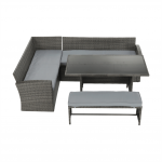 Set de gradina din 3 piese, rattan, gri, AUREK