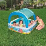 Bestway Piscina de joaca & baldachin, albastru, 140x140x114 cm, 52192