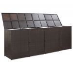 Magazie de pubele cvadrupla, maro, 305 x 78 x 120 cm, poliratan