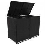 Magazie dubla pentru pubele, poliratan, negru, 148 x 80 x 111 cm