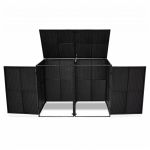 Magazie dubla pentru pubele, poliratan, negru, 148 x 80 x 111 cm