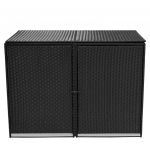 Magazie dubla pentru pubele, poliratan, negru, 148 x 80 x 111 cm