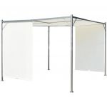 Pergola din otel cu acoperis rabatabil, 300 x 300 cm, alb crem