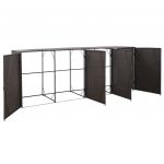Magazie de pubele cvadrupla, maro, 305 x 78 x 120 cm, poliratan