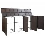 Magazie de pubele cvadrupla, maro, 305 x 78 x 120 cm, poliratan