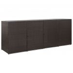 Magazie de pubele cvadrupla, maro, 305 x 78 x 120 cm, poliratan